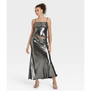 Wild Fable Satin Skirt & Tank Top Set. Silver Women’s S NWT